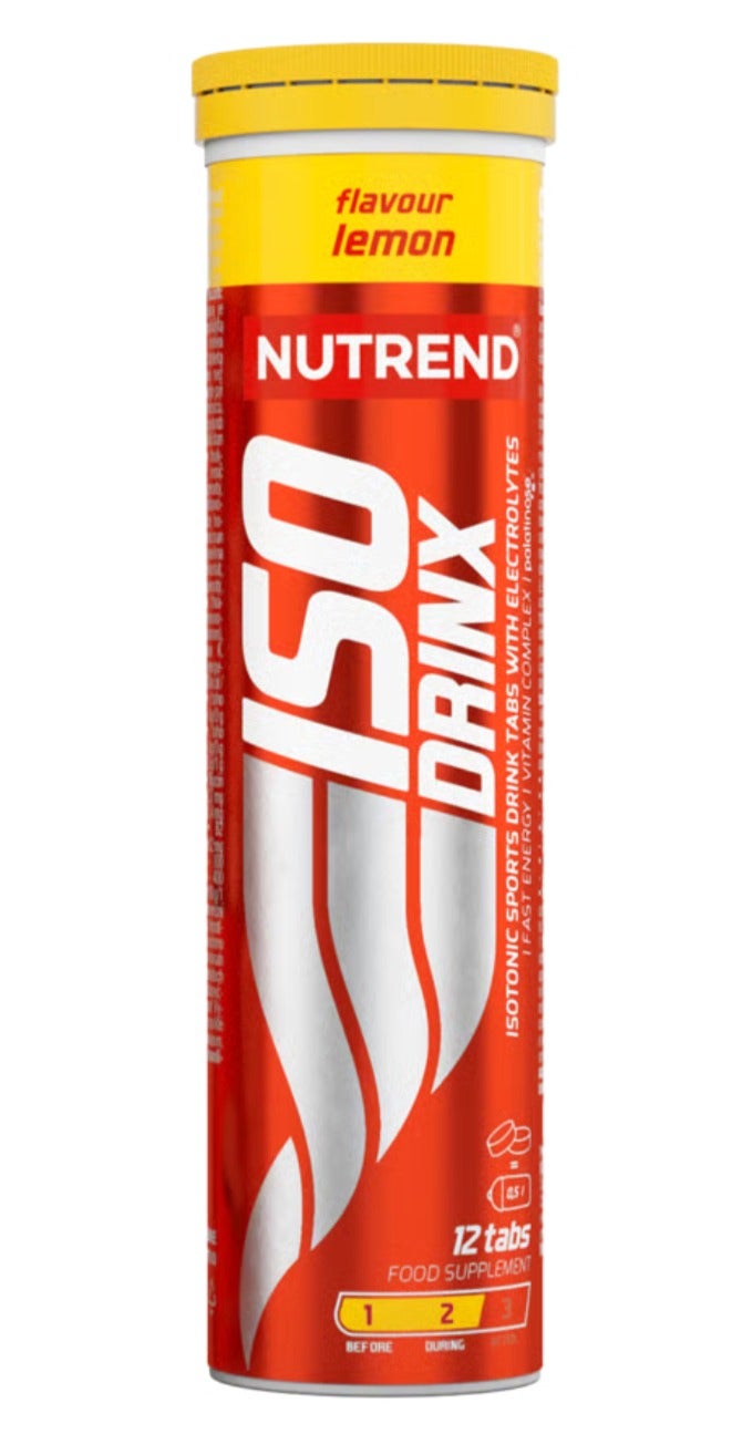 NUTREND ISO DRINX Lemon Effervescent Electrolyte Tablets – Hydration, Energy & Mineral Support | Sports Drink | 12 Tablets - Image 1